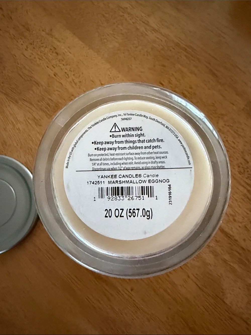 Yankee Candle Large Tumbler Marshmallow Eggnog New